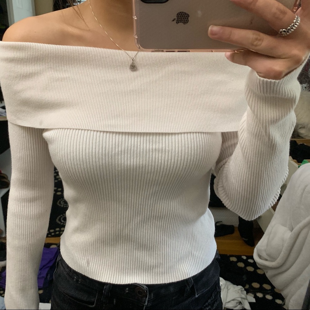 Pacsun long sleeve off the shoulder ribbed top
